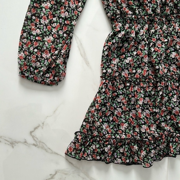 NWT REBECCA MINKOFF Rosemary Floral Dress black floral print Size Medium peasant - Picture 10 of 17